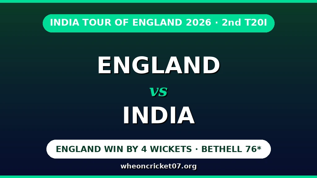 India vs England 2nd T20I highlights England win by 4 wickets Bethell 76
